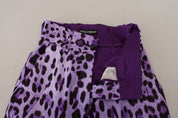 Purple Leopard Print High Waist Pants