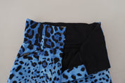 Blue Leopard Print High Waist Pants