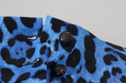 Blue Leopard Print High Waist Pants