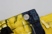 Yellow Leopard Cotton Straight Denim Jeans