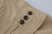 Brown Cotton High Waist Tapered Pants