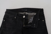 Black Cotton Low Waist Slim Fit Women Casual Denim Jeans