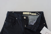 Blue Cotton Low Waist Slim Fit Women Casual Denim Jeans