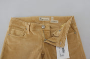 Brown Cotton Corduroy Low Waist Women Casual Jeans