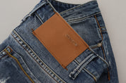 Blue Washed Cotton Low Waist Women Casual Jeans