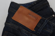 Blue Cotton Low Waist Slim Fit Women Casual Jeans
