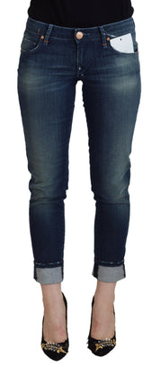 Blue Cotton Slim Fit Women Casual Denim Jeans