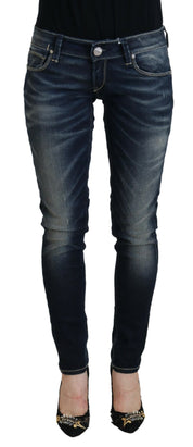 Blue Washed Cotton Slim Fit Women Denim Jeans