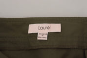 Green Cotton High Waist Women Tapered Pants