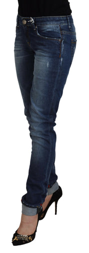 Blue Washed Cotton Slim Fit Women Denim Jeans