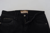 Black Cotton Mid Waist Skinny Slim Fit Denim Jeans