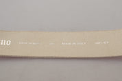 Pink Leather Letter Logo Round Buckle Waist Belt