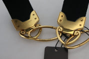 Dolce & Gabbana Black Gold Logo Print Brass Shoulder Bag Strap