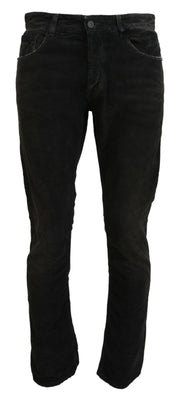 Gray Cotton Corduroy Men Casual Jeans
