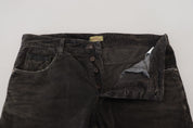 Gray Cotton Corduroy Men Casual Jeans