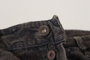 Gray Cotton Corduroy Men Casual Jeans