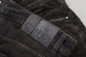 Gray Cotton Corduroy Men Casual Jeans
