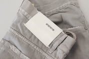 Gray Cotton Straight Fit Folded Hem Casual Denim Jeans