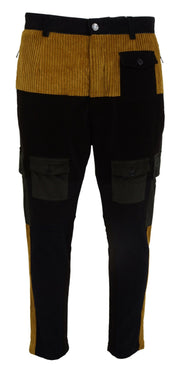 Black Yellow Cotton Men Pants