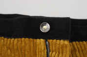 Black Yellow Cotton Men Pants