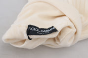 Ivory Turtleneck Distressed Cuff Pullover Sweater
