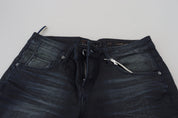Blue Washed Low Waist Slim Fit Cotton Denim Jeans