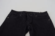 Black Low Waist Slim Fit Cotton Denim Jeans