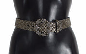 Multicolor Wide Crystal Buckle Sequined Belt
