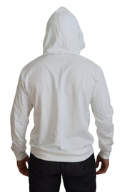 White Cotton Hooded Sweatshirt Logo Sweater