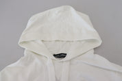 White Cotton Hooded Sweatshirt Logo Sweater