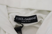 White Cotton Hooded Sweatshirt Logo Sweater
