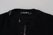 Black Cashmere Button Pullover Sweater