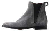 Gray Leather Men Ankle Boots Shoes