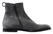 Gray Leather Men Ankle Boots Shoes