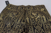 Black Gold Jacquard Dress Trouser Pants