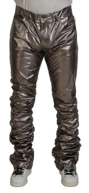 Silver Metallic Nylon Stretch Pants
