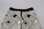 Black White Cotton Trousers Sport Pants