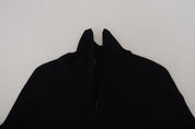 Black Half Zip Turtleneck Pullover Sweater