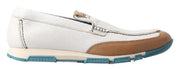 Dolce & Gabbana White Leather Loafers Moccasins
