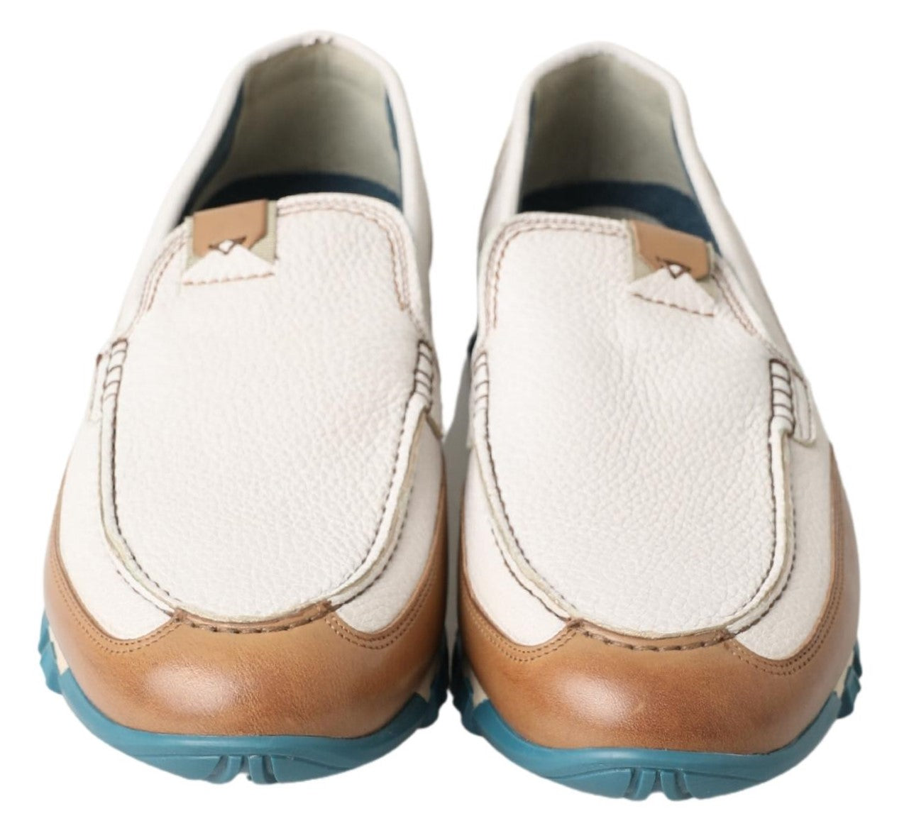 Dolce & Gabbana White Leather Loafers Moccasins