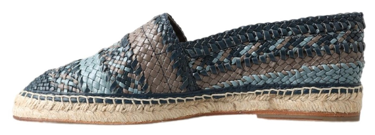 Dolce & Gabbana Blue Gray Leather Espadrille Shoes