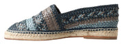Dolce & Gabbana Blue Gray Leather Espadrille Shoes