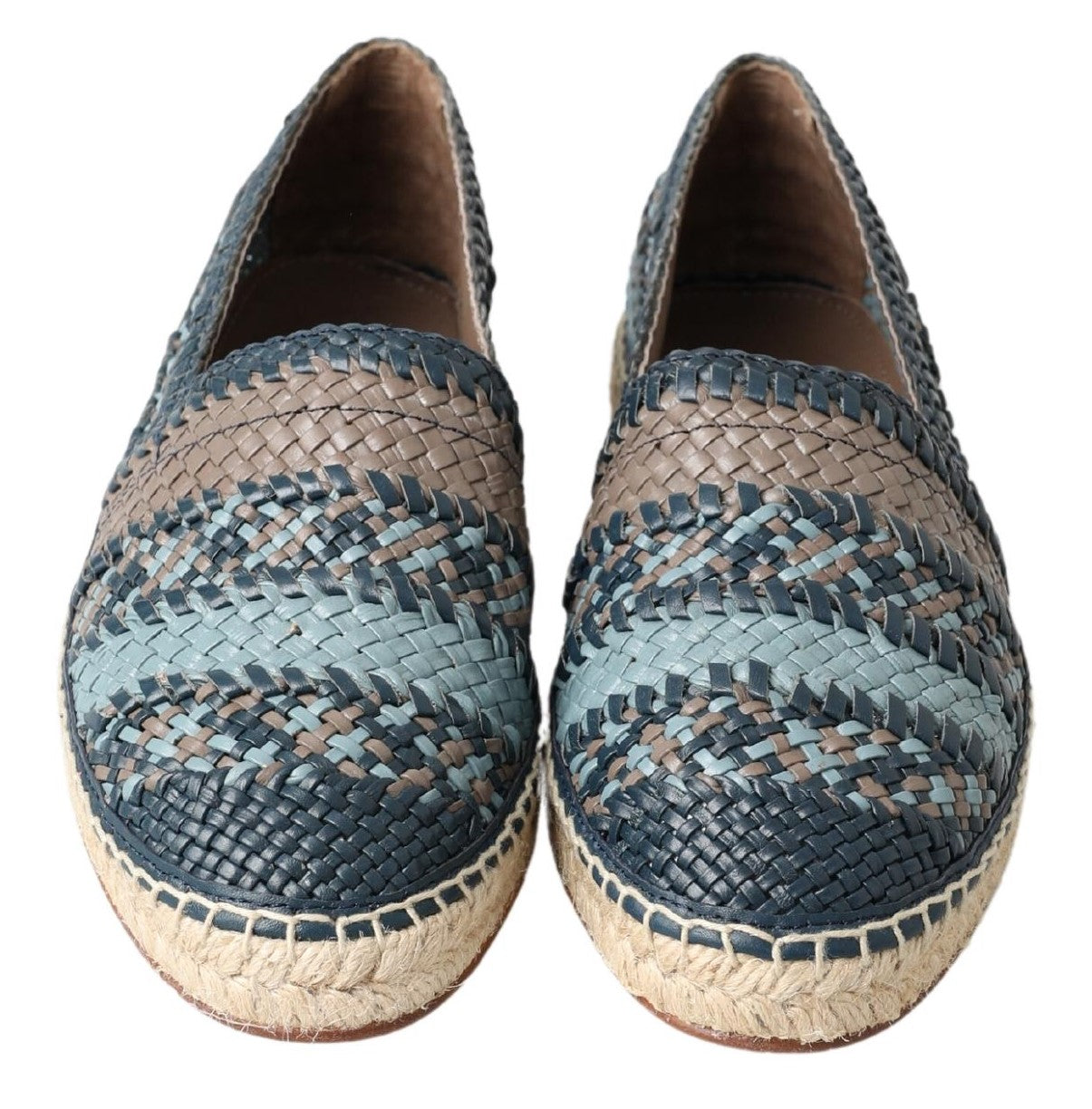 Dolce & Gabbana Blue Gray Leather Espadrille Shoes