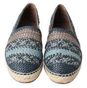 Dolce & Gabbana Blue Gray Leather Espadrille Shoes