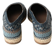 Dolce & Gabbana Blue Gray Leather Espadrille Shoes