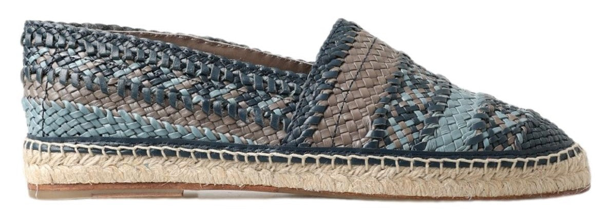 Dolce & Gabbana Blue Gray Leather Espadrille Shoes