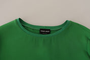 Green Silk Long Sleeves Round Neck Sweater