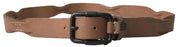 Brown Leather Metal Buckle Waist Men Belt