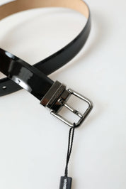Black Calf Leather Metal Buckle Men Belt