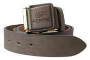 Brown Leather Fashion Logo Buckle Waist Belt
